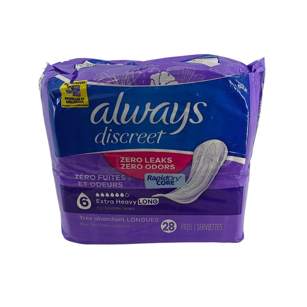 Always Discreet Base Pads 6 Drop (Extra Heavy) Long 28 Ct